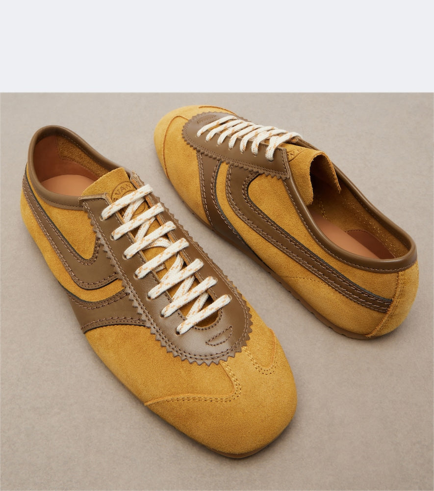 Dries Van Noten Leather-trimmed suede sneakers (Yellow) - Low-Top Sneakers