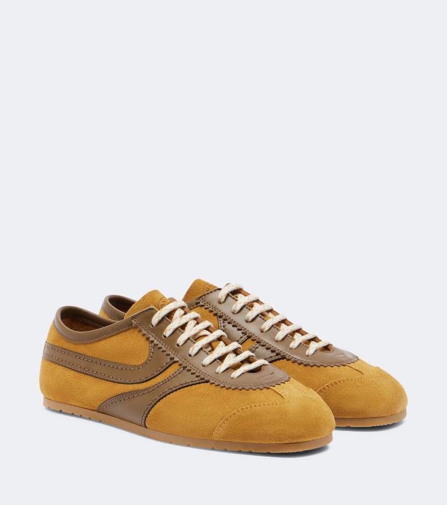 Dries Van Noten Leather-trimmed suede sneakers (Yellow) - Low-Top Sneakers
