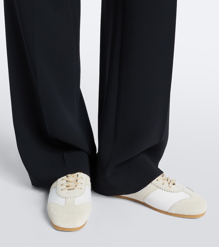 White Dries Van Noten Suede-trimmed leather sneakers - Low-Top Sneakers