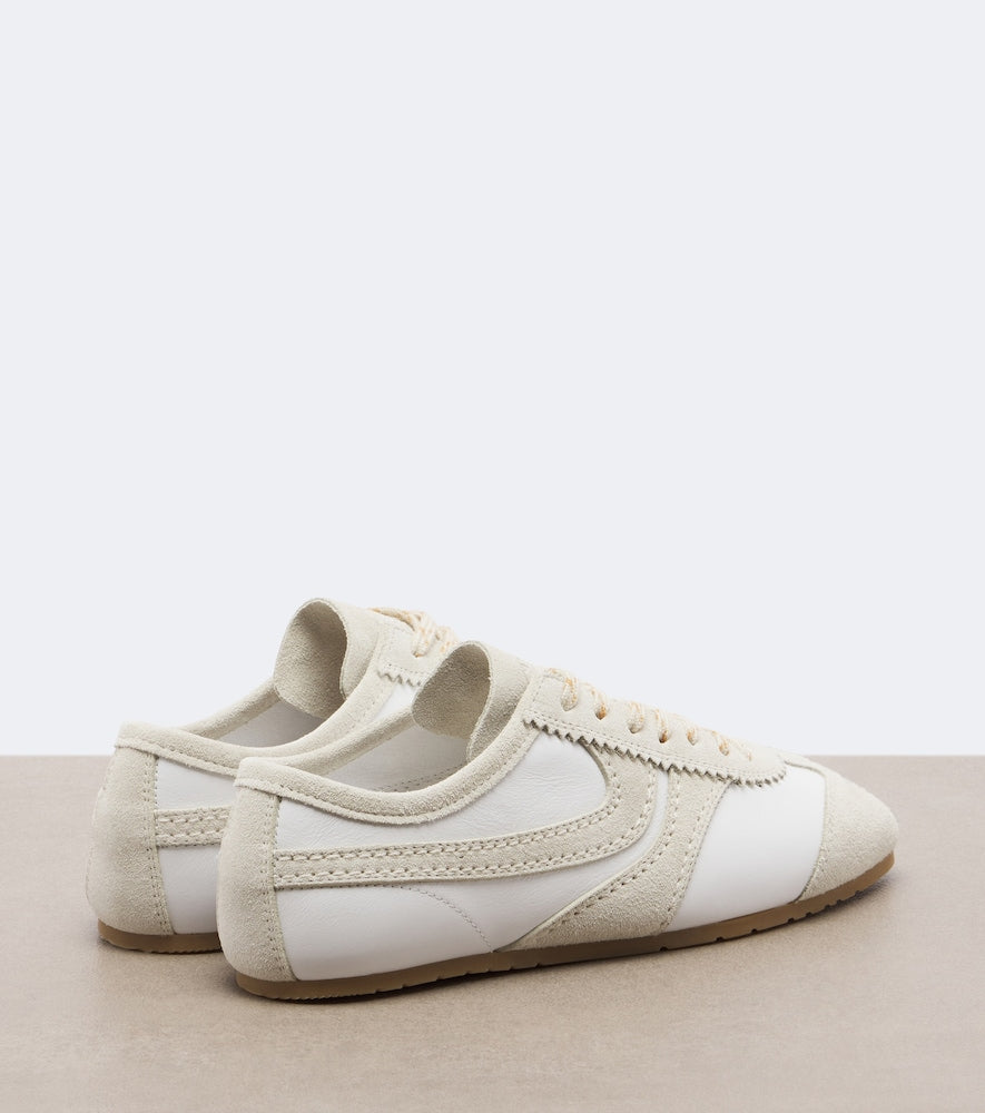 White Dries Van Noten Suede-trimmed leather sneakers - Low-Top Sneakers