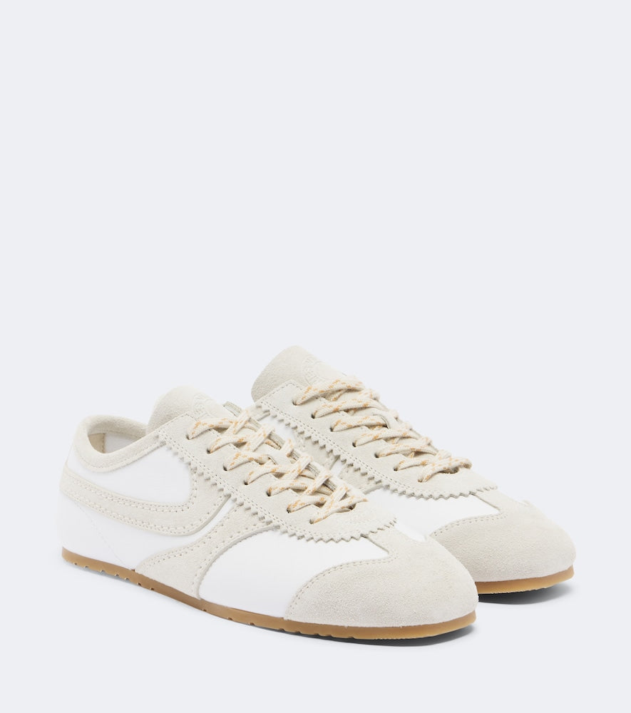 White Dries Van Noten Suede-trimmed leather sneakers - Low-Top Sneakers