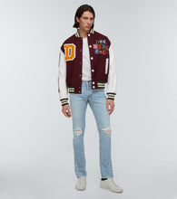 Due Diligence Leather-trimmed wool varsity jacket