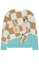 Duvin Design Racket Club Crew Knit Sweater in Brown