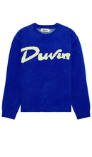 Duvin Design Shark Bite Crew Knit Sweater in Blue