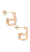 EF COLLECTION Double Gold Jumbo Huggie Earrings in Metallic Gold
