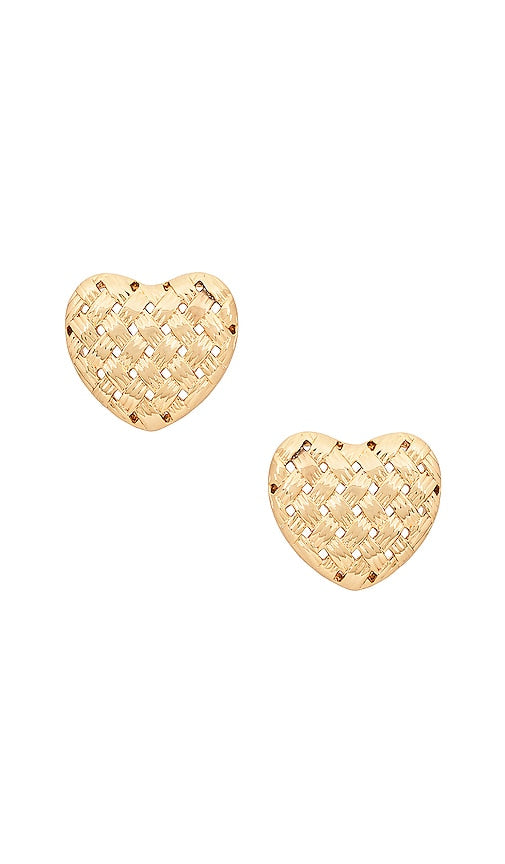 EMMA PILLS Capri Heart Studs in Metallic Gold