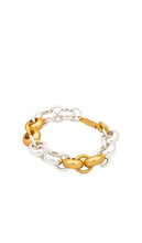 EMMA PILLS Lucien Two Tone Bracelet in Metallic Gold