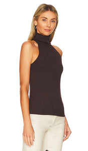 Enza Costa Sweater Knit Halter Turtleneck in Brown