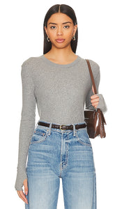 Enza Costa Cashmere Jersey Loose Crew in Grey - Enza Costa - Ras du cou ample en jersey de cachemire en gris - Enza Costa 羊绒平纹针织宽松圆领衫（灰色） - Enza Costa Cashmere Jersey Loose Crew in Grau - Enza Costa 캐시미어 저지 루즈 크루 그레이 색상 - Maglia girocollo in cashmere Enza Costa in grigio