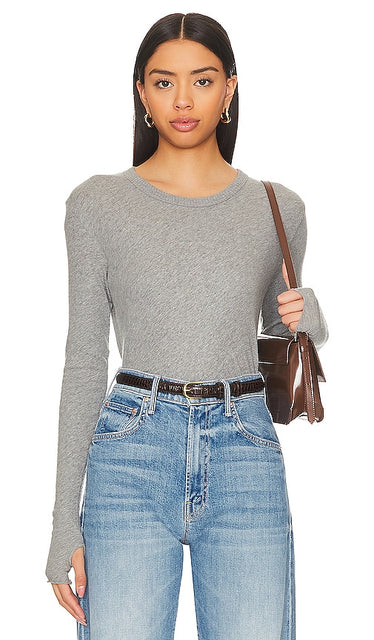 Enza Costa Cashmere Jersey Loose Crew in Grey - Enza Costa - Ras du cou ample en jersey de cachemire en gris - Enza Costa 羊绒平纹针织宽松圆领衫（灰色） - Enza Costa Cashmere Jersey Loose Crew in Grau - Enza Costa 캐시미어 저지 루즈 크루 그레이 색상 - Maglia girocollo in cashmere Enza Costa in grigio