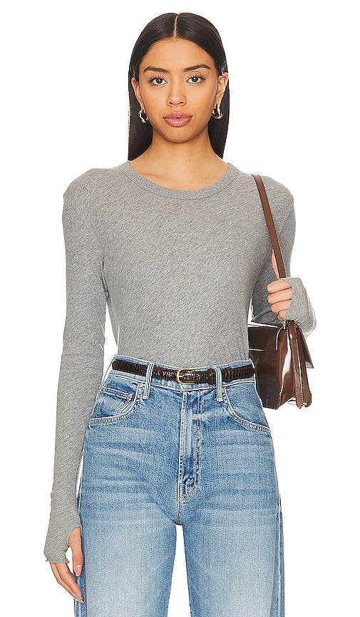 Enza Costa Cashmere Jersey Loose Crew in Grey - Enza Costa - Ras du cou ample en jersey de cachemire en gris - Enza Costa 羊绒平纹针织宽松圆领衫（灰色） - Enza Costa Cashmere Jersey Loose Crew in Grau - Enza Costa 캐시미어 저지 루즈 크루 그레이 색상 - Maglia girocollo in cashmere Enza Costa in grigio