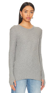 Enza Costa Cashmere Jersey Loose Crew in Grey