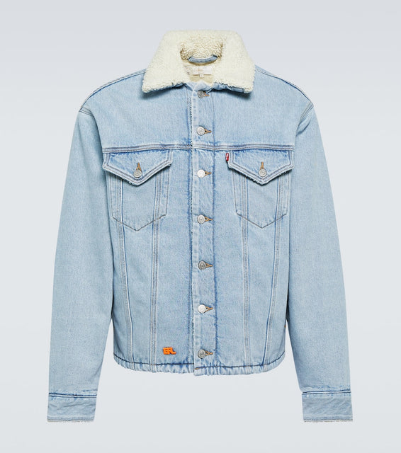 ERL Faux fur-trimmed denim jacket