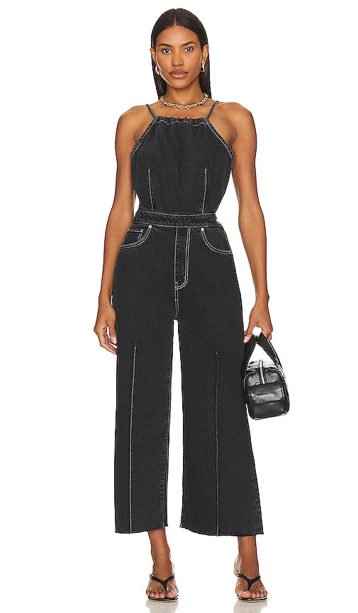 ETICA Cami Halter Jumpsuit in Black - Combinaison dos nu caraco ETICA en noir - ETICA 黑色 Cami 挂脖连身裤 - ETICA Cami-Neckholder-Jumpsuit in Schwarz - ETICA 캐미 홀터 점프수트블랙 색상 - Tuta ETICA Cami Halter in nero