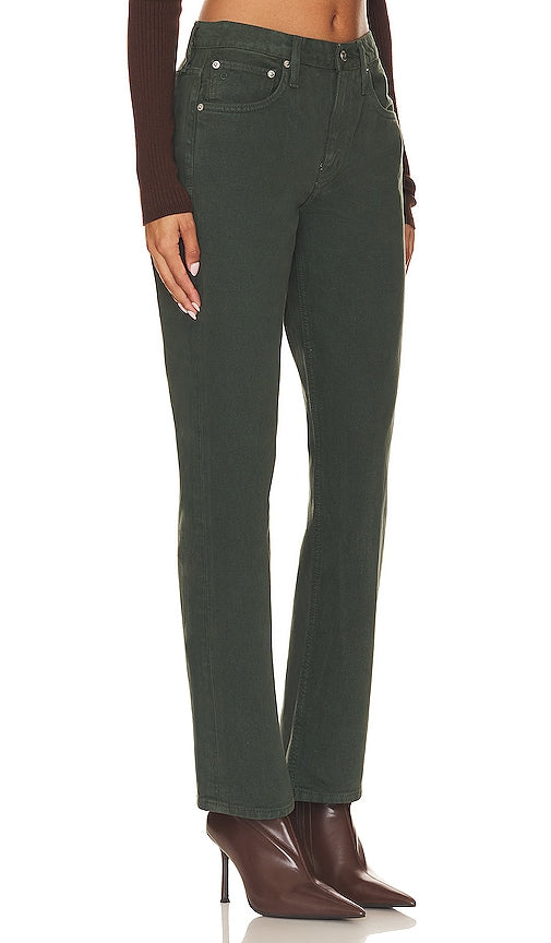 ETICA Rhea Mid Rise Straight in Dark Green