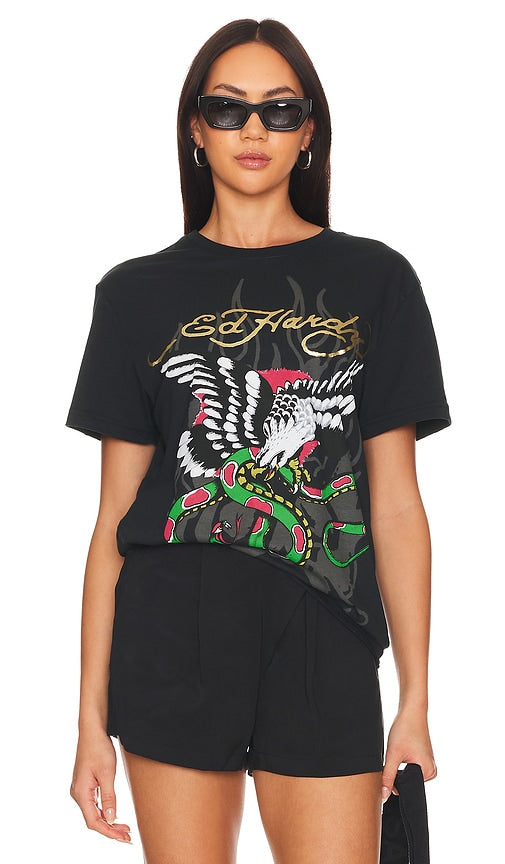 Ed Hardy Eagle Snake Tee in Black - Ed Hardy - T-shirt serpent Eagle en noir - Ed Hardy 黑色鹰蛇 T 恤 - Ed Hardy Eagle Snake T-Shirt in Schwarz - Ed Hardy 이글 스네이크 티셔츠 블랙 색상 - Maglietta Ed Hardy Eagle Snake nera