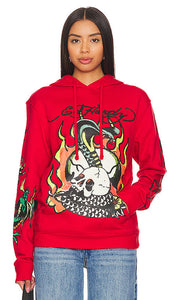 Ed Hardy Flame Cobra Hoodie in Red - Ed Hardy - Sweat à capuche Flame Cobra en rouge - Ed Hardy 红色火焰眼镜蛇连帽衫 - Ed Hardy Flame Cobra Kapuzenpullover in Rot - Ed Hardy Flame 코브라 후디 레드 색상 - Felpa con cappuccio Ed Hardy Flame Cobra rossa