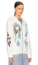 Ed Hardy Flame Skull Hoodie in Ivory