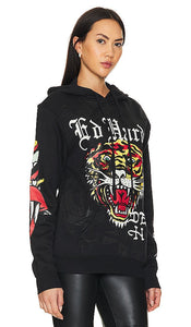 Ed Hardy Tiger Dagger Hoodie in Black