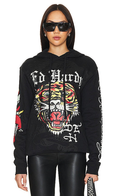 Ed Hardy Tiger Dagger Hoodie in Black - Ed Hardy - Tiger Dagger - Sweat à capuche noir - Ed Hardy Tiger Dagger 黑色连帽衫 - Ed Hardy Tiger Dagger Kapuzenpullover in Schwarz - Ed Hardy Tiger Dagger 후디블랙 색상 - Felpa con cappuccio Ed Hardy Tiger Dagger nera