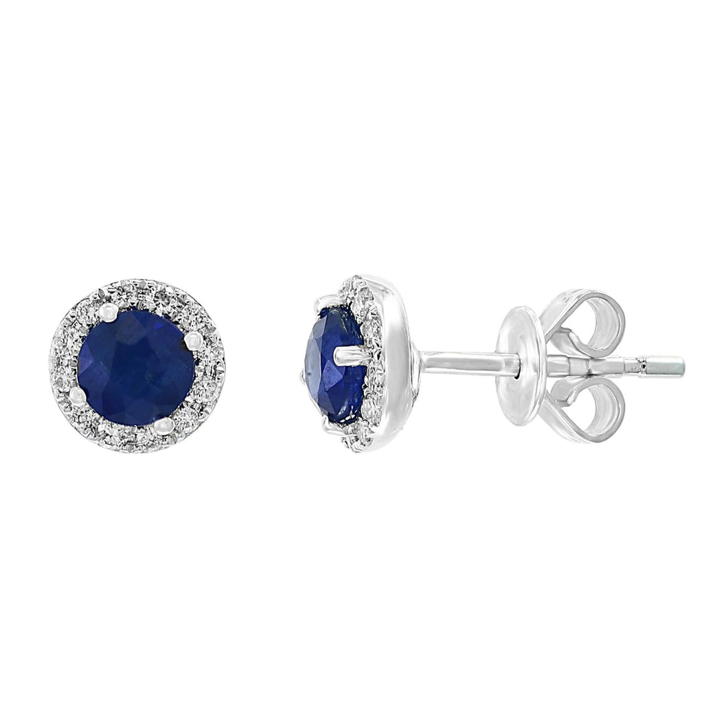 Effy Blue Sapphire and Diamond Stud Earrings 1/8ctw