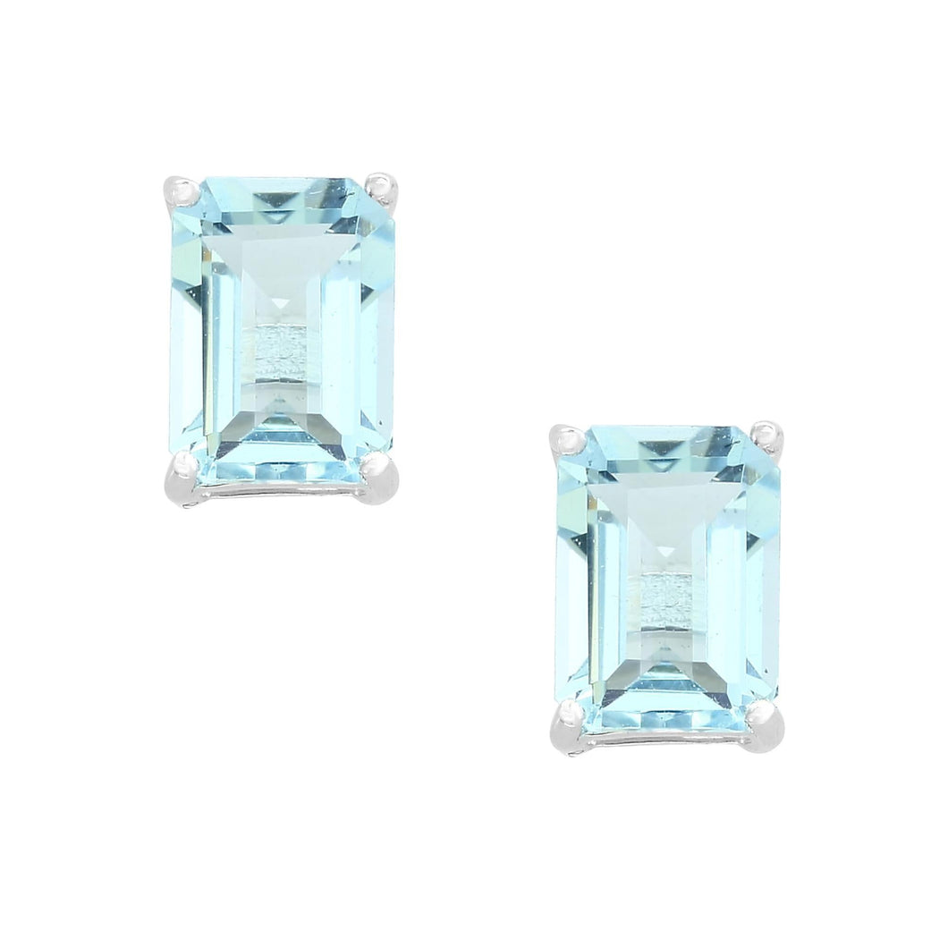 Effy White Gold Aquamarine Stud Earrings