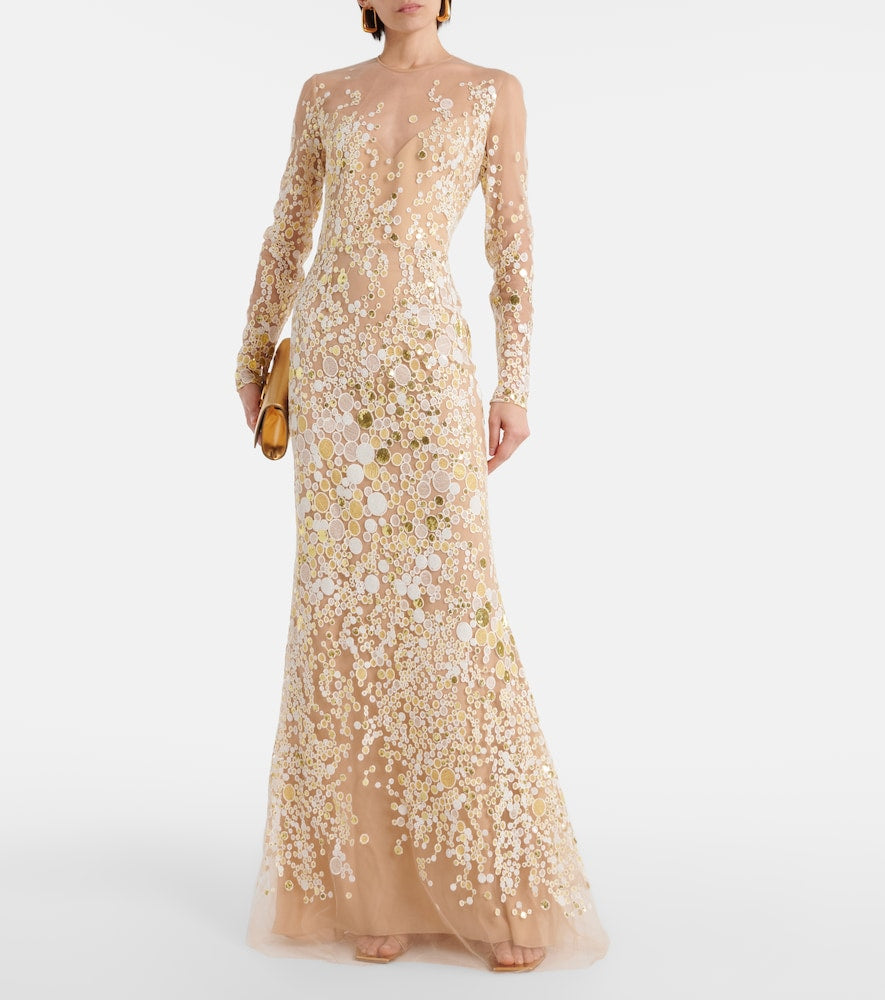 Elie Saab Atom sequined embroidered tulle gown