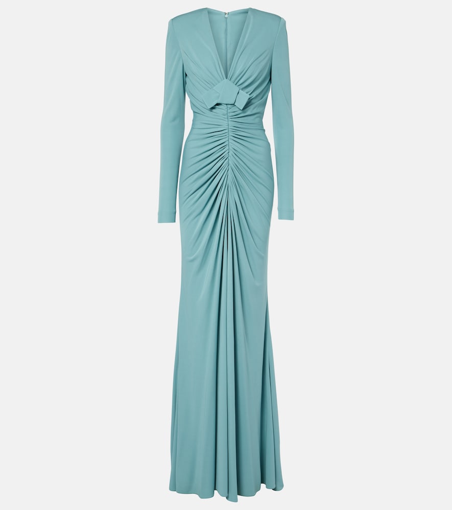 Elie Saab Bow-detail ruched jersey gown. Elie Saab 蝴蝶结褶皱针织礼服