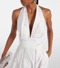 Elie Saab Embroidered halterneck cotton-blend gown