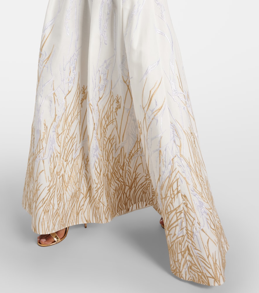 Elie Saab Embroidered halterneck cotton-blend gown