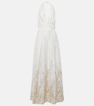 Elie Saab Embroidered halterneck cotton-blend gown. Elie Saab 刺绣露背棉混纺礼服