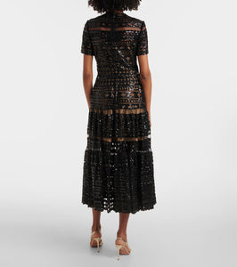 Elie Saab Embroidered mesh midi dress