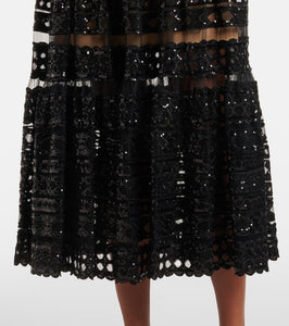 Elie Saab Embroidered mesh midi dress