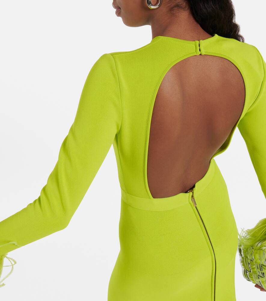Elie Saab Feather-trimmed jersey gown