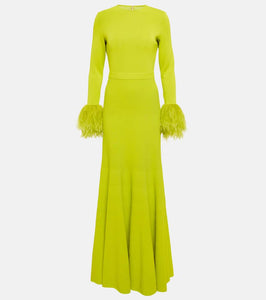 Elie Saab Feather-trimmed jersey gown