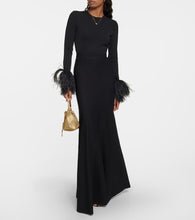 Elie Saab Feather-trimmed maxi dress