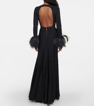 Elie Saab Feather-trimmed maxi dress
