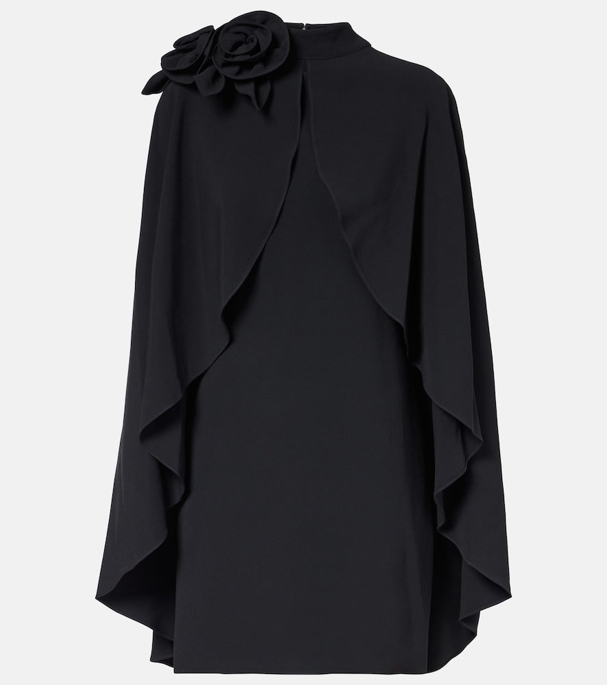 Elie Saab Floral-appliqu√É¬© ruffled cady minidress. Elie Saab 花卉贴花荷叶边绉纱迷你连衣裙