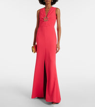Elie Saab Gathered embellished cady gown