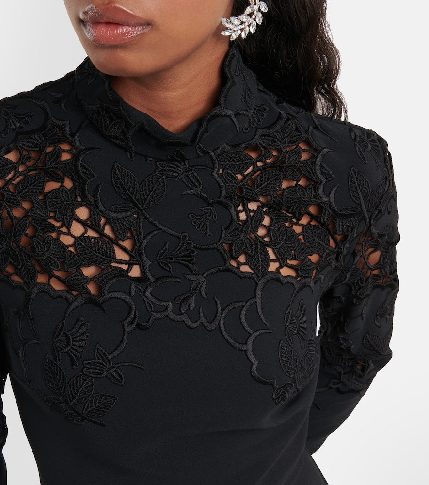 Elie Saab Lace-trimmed midi dress
