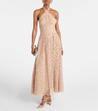 Elie Saab Macram√É¬© halterneck cotton-blend midi dress