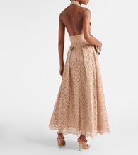 Elie Saab Macram√É¬© halterneck cotton-blend midi dress