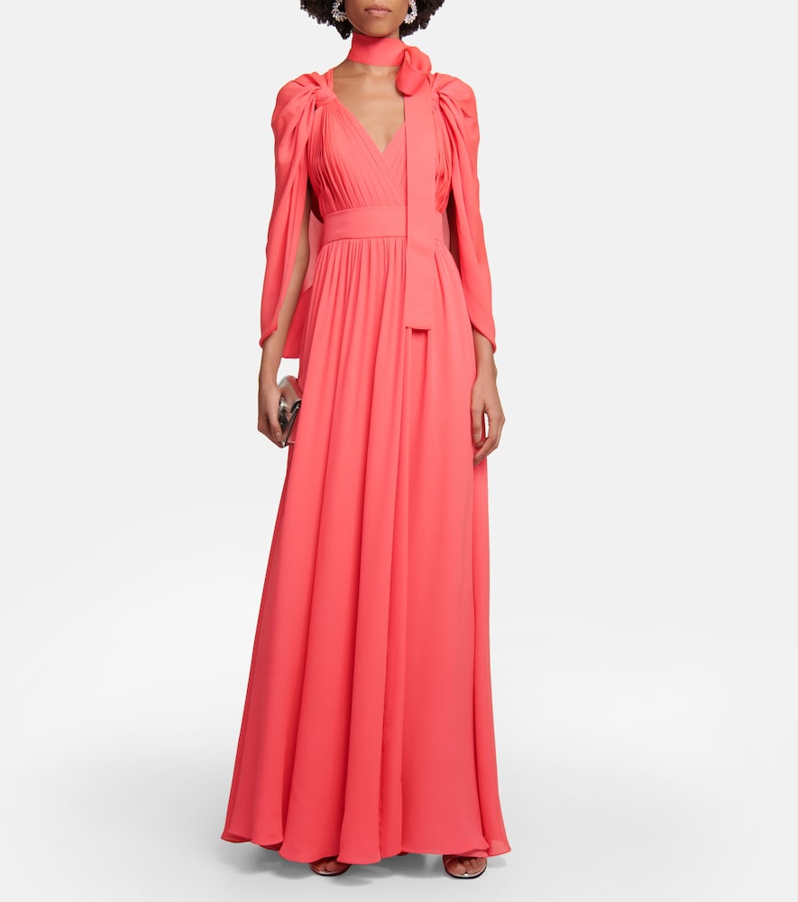 Elie Saab Pleated silk chiffon gown