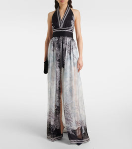 Elie Saab Printed silk chiffon maxi dress