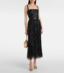 Elie Saab Sequined lace-trimmed cocktail dress