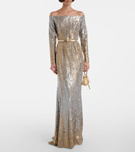 Elie Saab Sequined off-shoulder gown