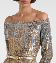 Elie Saab Sequined off-shoulder gown