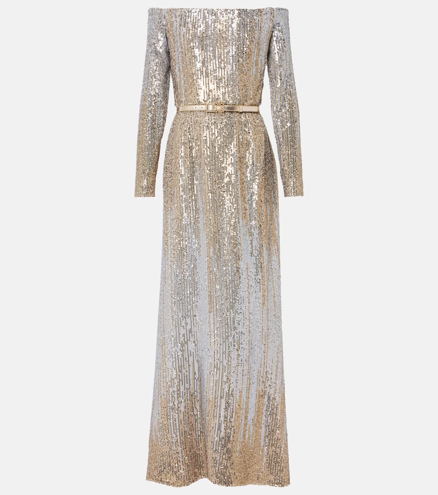 Elie Saab Sequined off-shoulder gown