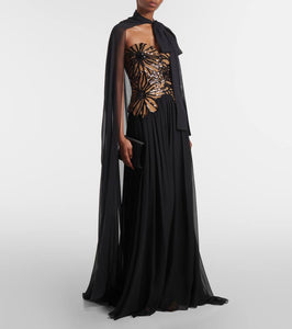 Elie Saab Sequined silk-blend gown