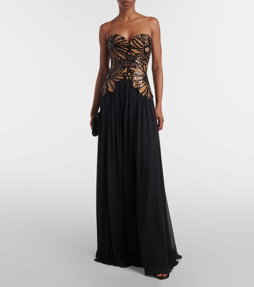 Elie Saab Sequined silk-blend gown